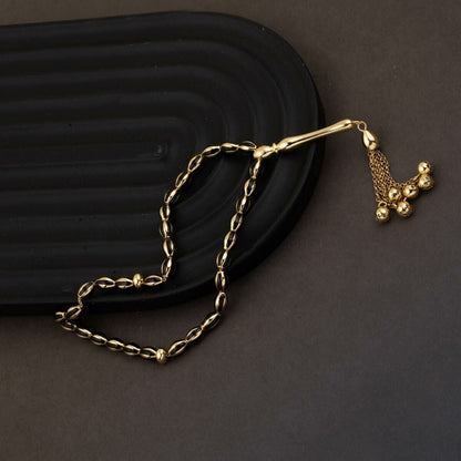 14K Yellow Gold Cloud Black Enamel Prayer Beads