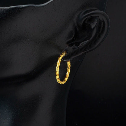 22K Yellow Gold Twisted 2 cm Diameter Earrings