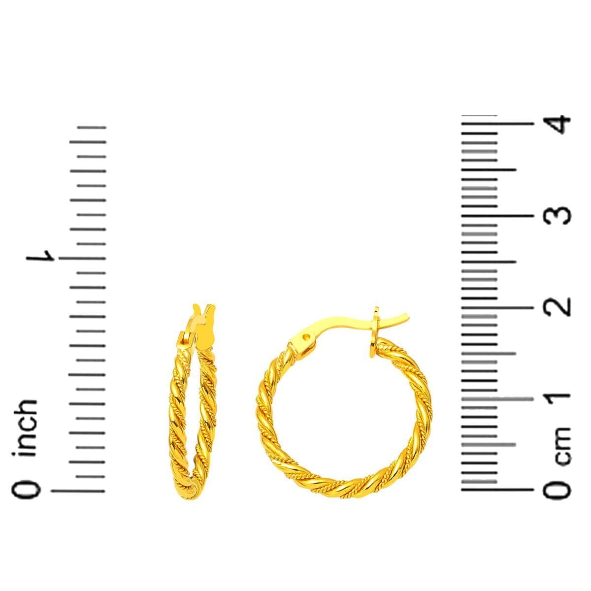 22K Yellow Gold Twisted 2 cm Diameter Earrings