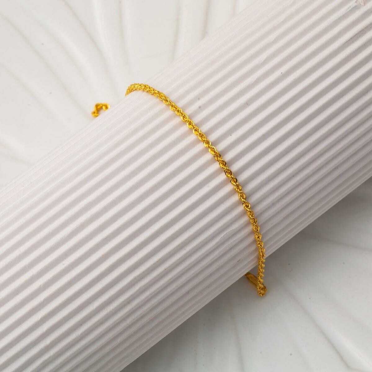 22K Yellow Gold Twisted Minimalist Bracelet