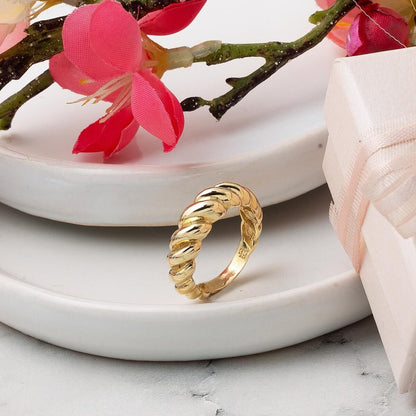 14K Yellow Gold Twisted Pinky Ring