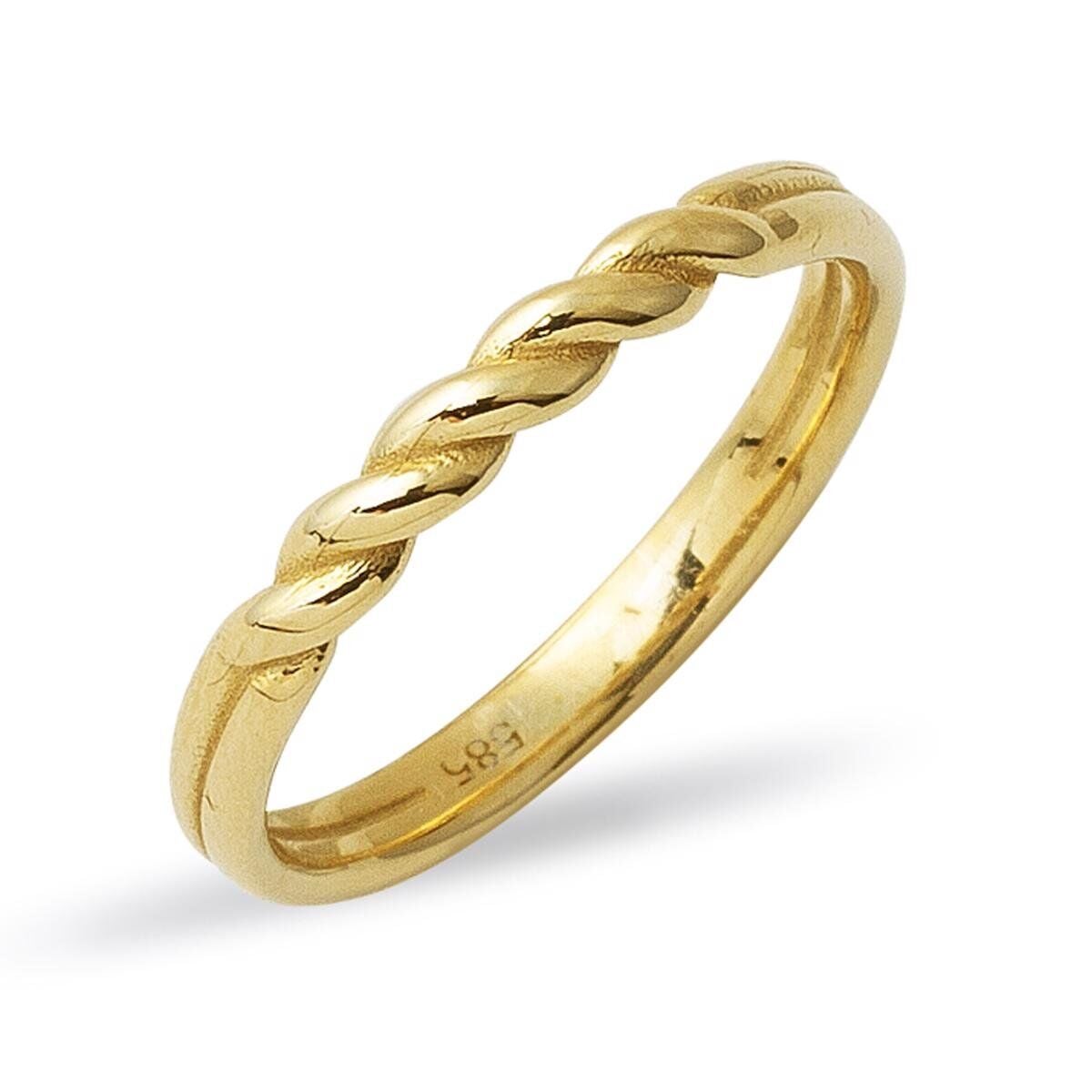 14K Yellow Gold Twisted Hoop Pinky Ring