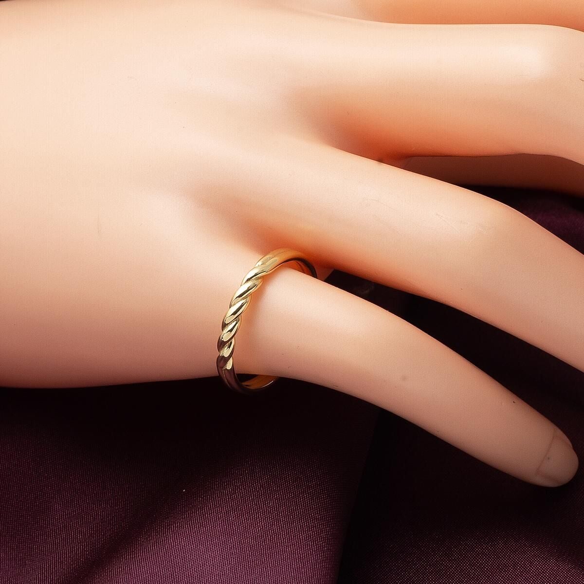 14K Yellow Gold Twisted Hoop Pinky Ring