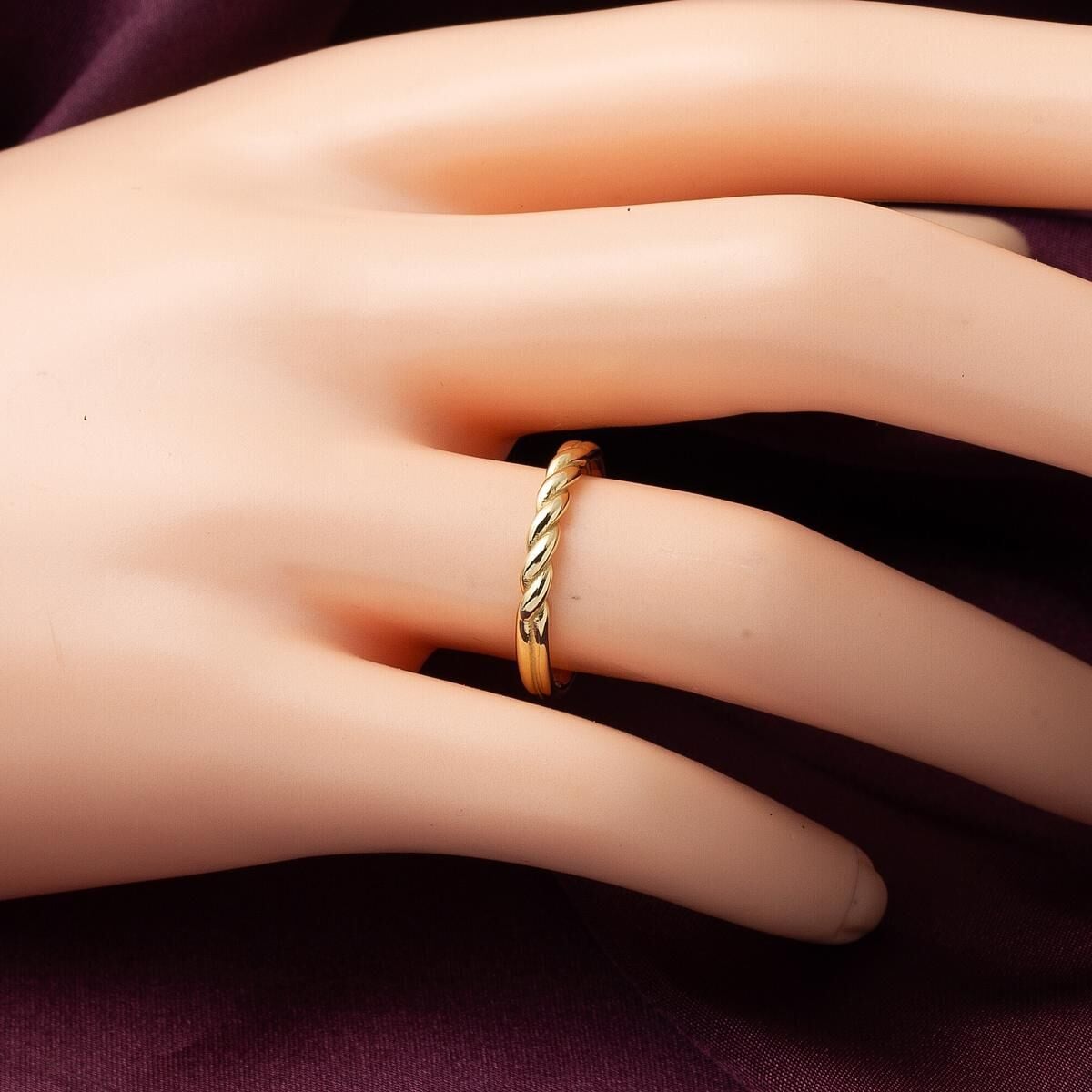 14K Yellow Gold Twisted Hoop Pinky Ring