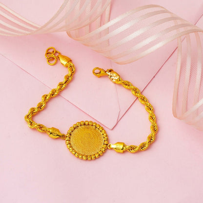 22K Yellow Gold Twisted Chain Quarter Coin Bracelet