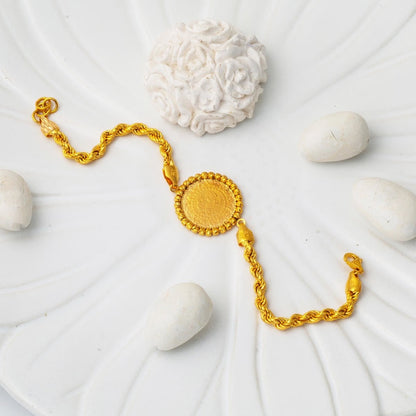 22K Yellow Gold Twisted Chain Quarter Coin Bracelet