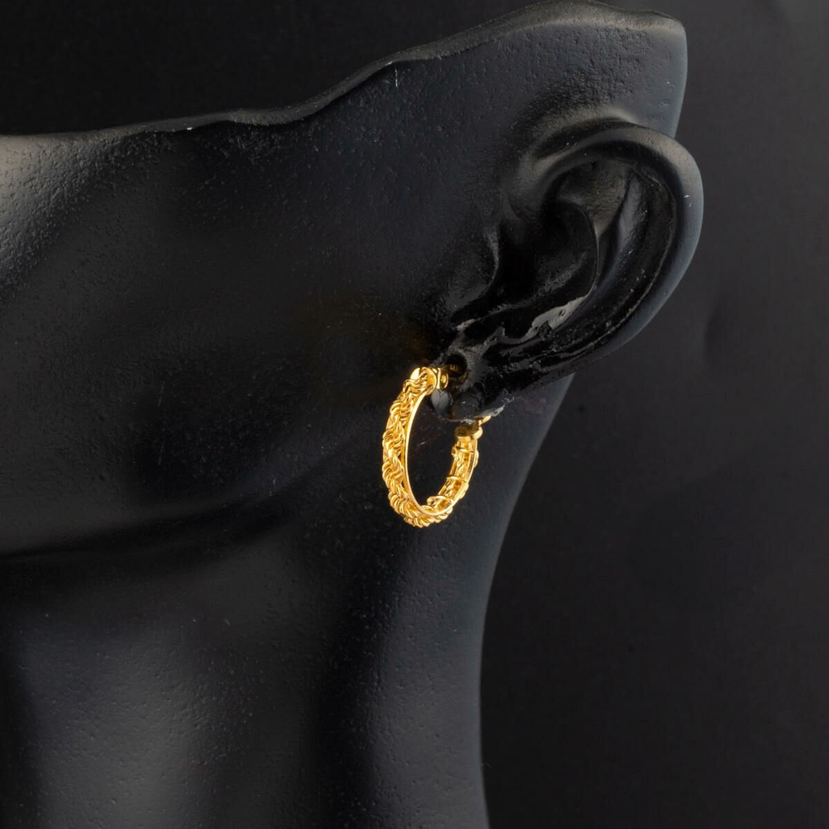 14K Yellow Gold Twisted Chain Hoop Earrings