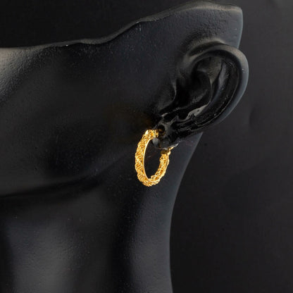 22K Yellow Gold Twisted Chain Hoop Earrings