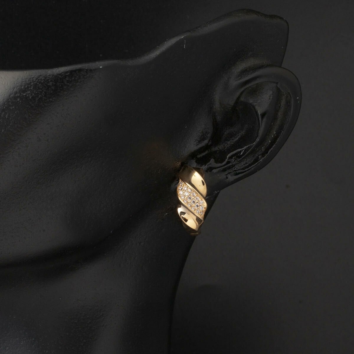 14K Yellow Gold Twisted Cubic Zirconia Women's Earrings