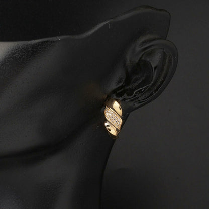 14K Yellow Gold Twisted Cubic Zirconia Women's Earrings