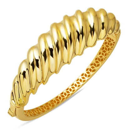 14K Yellow Gold Twisted Hinged Cuff Bangle (18.05 g)