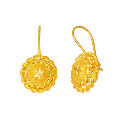 22K Yellow Gold Twisted Dangle Earrings
