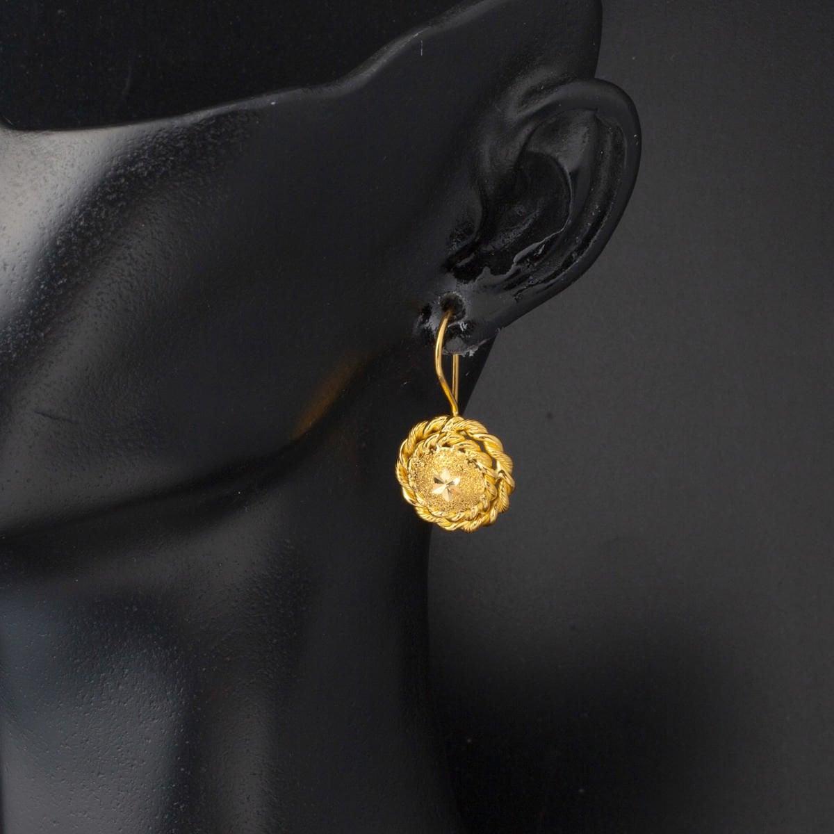 22K Yellow Gold Twisted Dangle Earrings