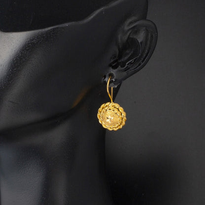 22K Yellow Gold Twisted Dangle Earrings