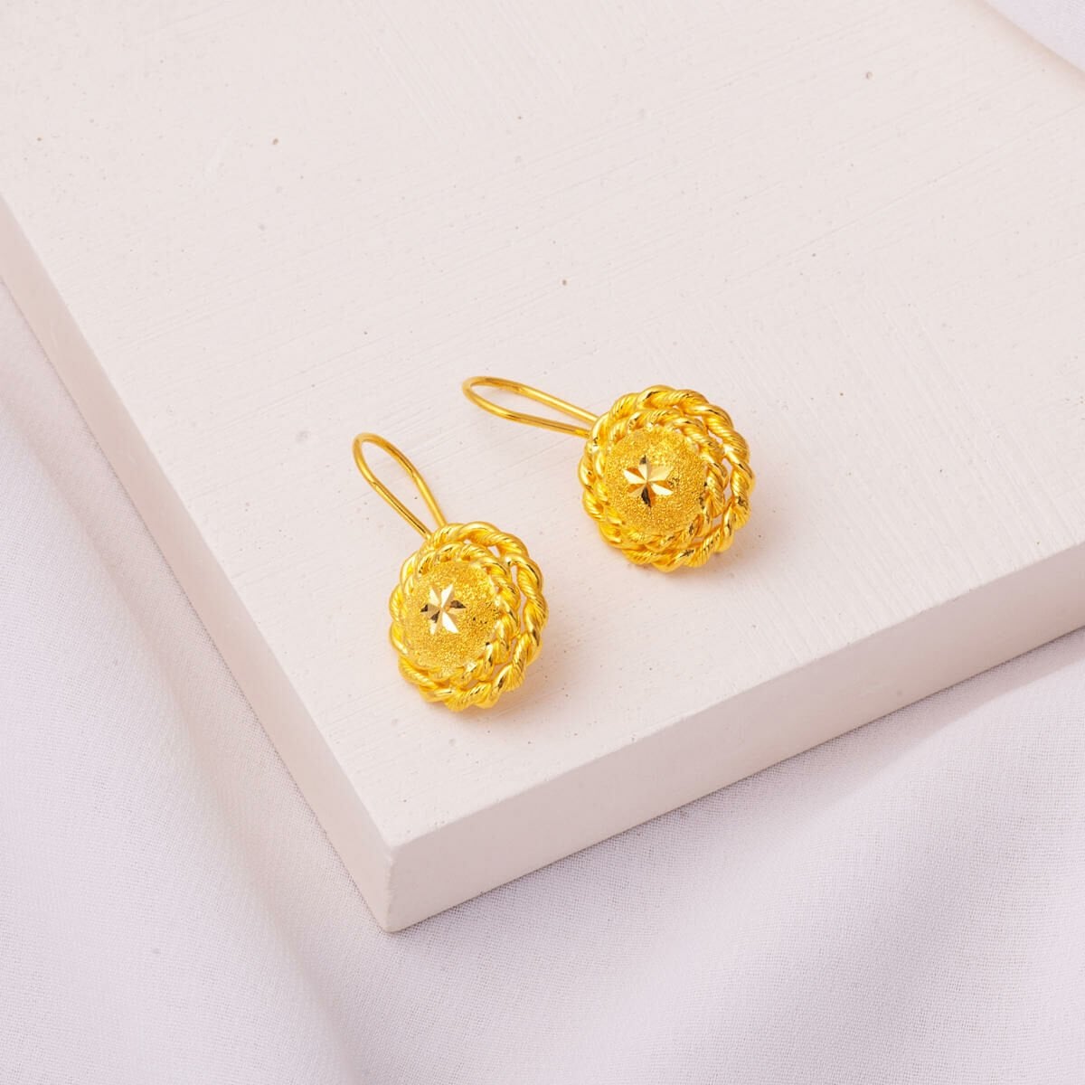 22K Yellow Gold Twisted Dangle Earrings