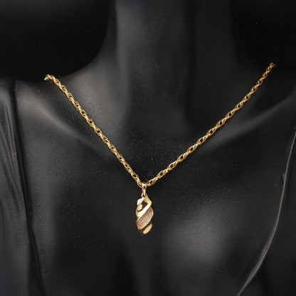 14K Yellow Gold Twisted Cubic Zirconia Necklace and Earrings Jewelry Set