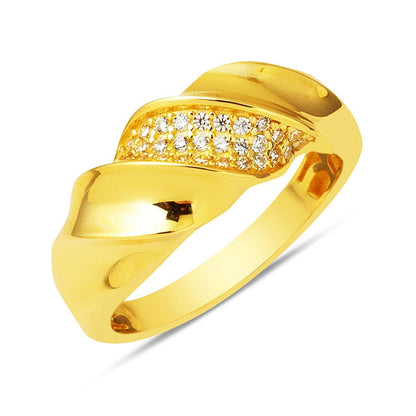 14K Yellow Gold Twisted Mini Cubic Zirconia Jewelry Set