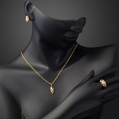14K Yellow Gold Twisted Mini Cubic Zirconia Jewelry Set
