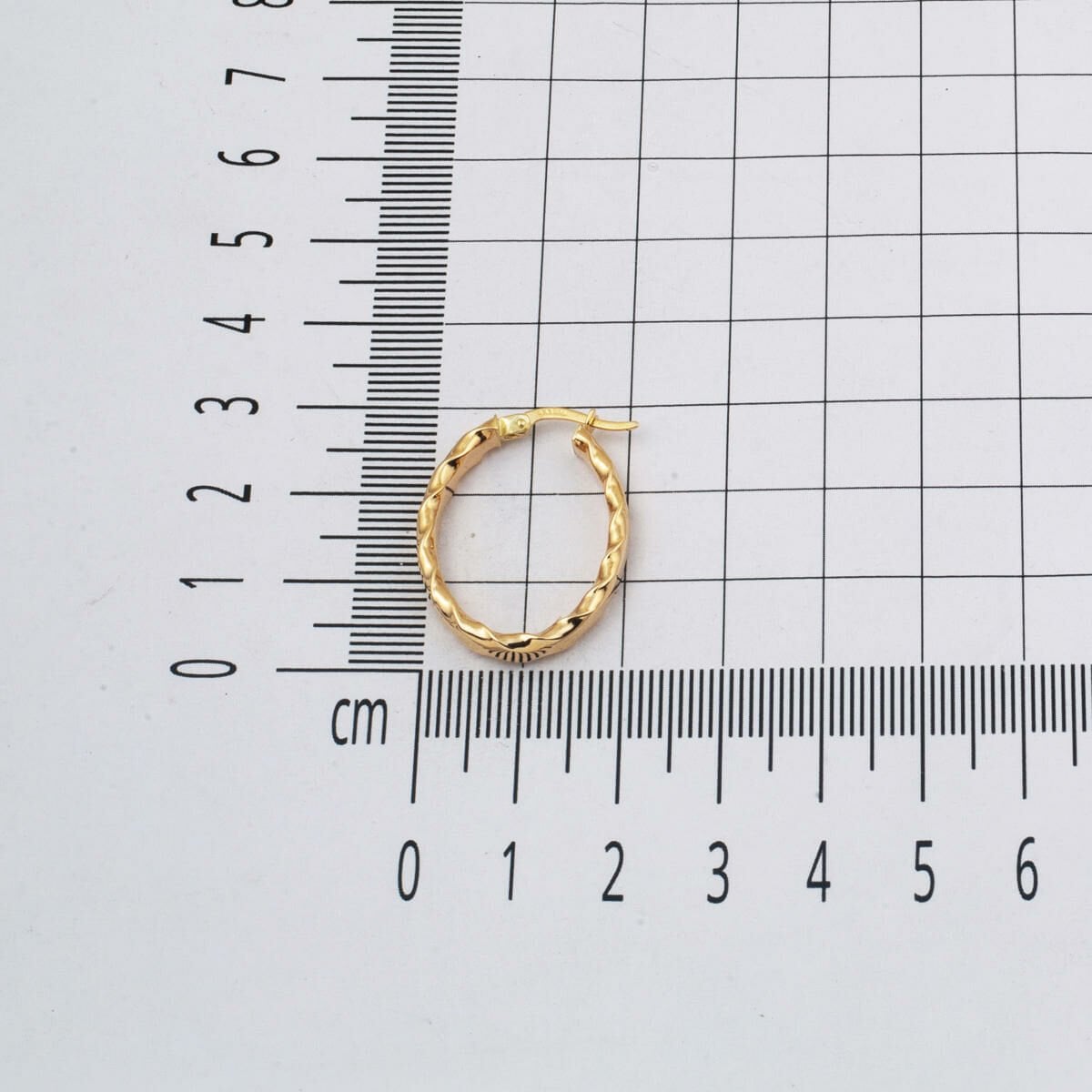 14K Yellow Gold Twisted Oval Hoop Earrings 3cm