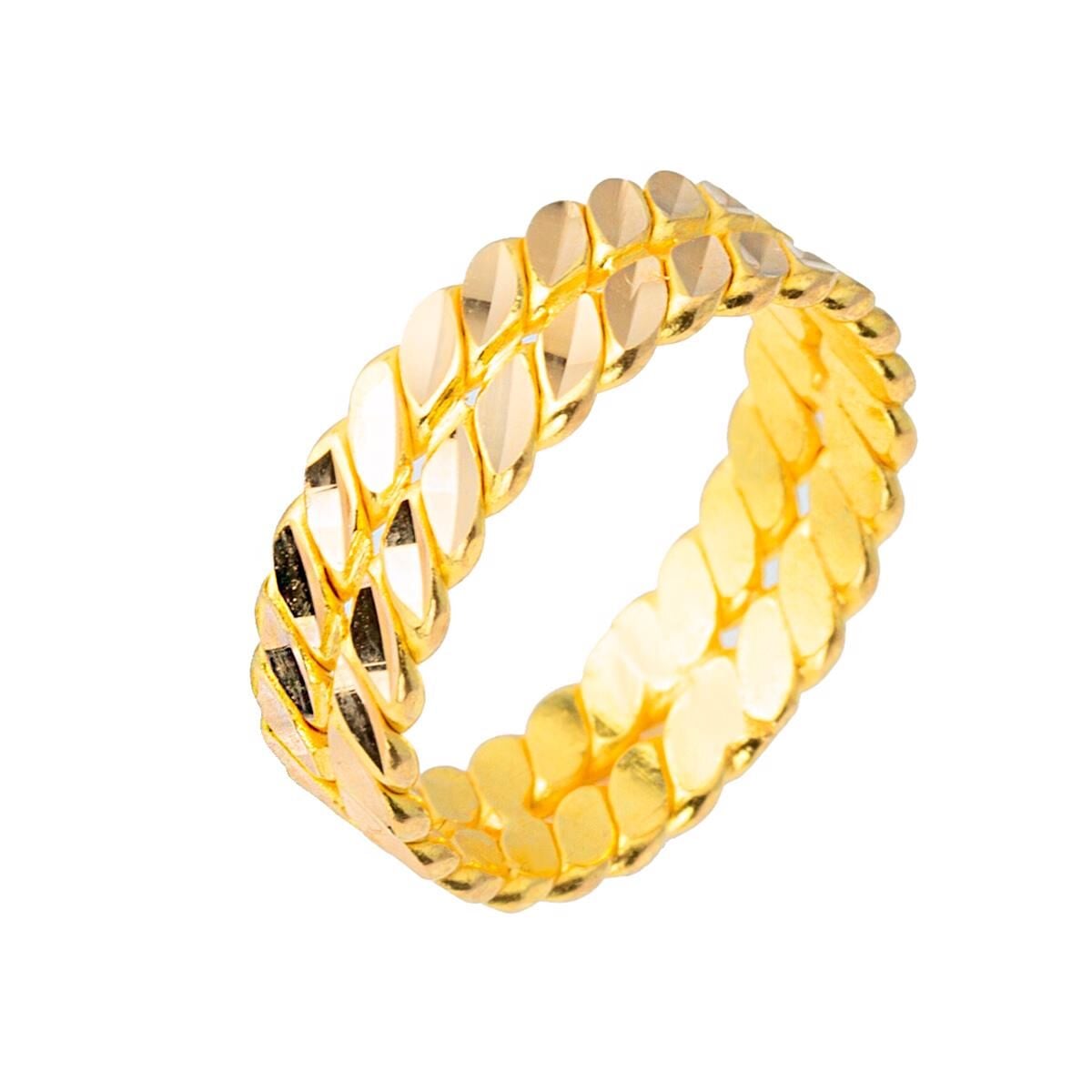 22K Yellow Gold Twisted 2 Row Ring
