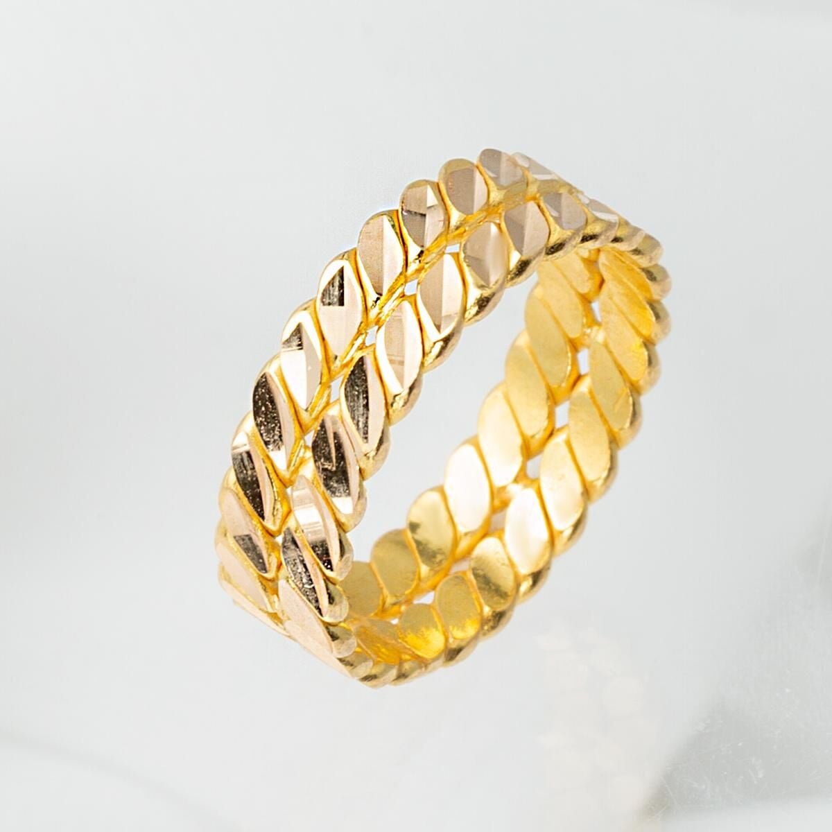 22K Yellow Gold Twisted 2 Row Ring