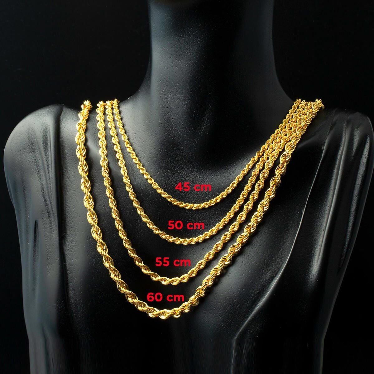 22K Yellow Gold 60 cm Twisted Chain