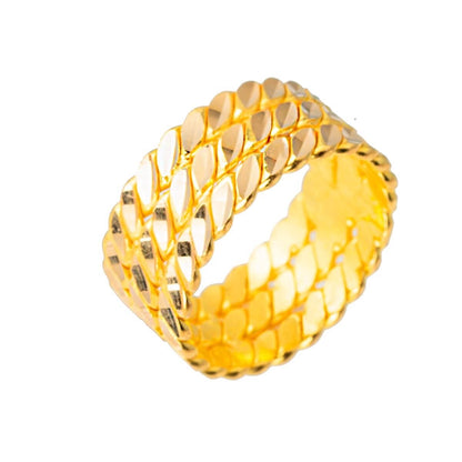 22K Yellow Gold Twisted 3 Row Ring