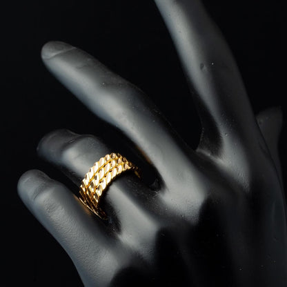 22K Yellow Gold Twisted 3 Row Ring
