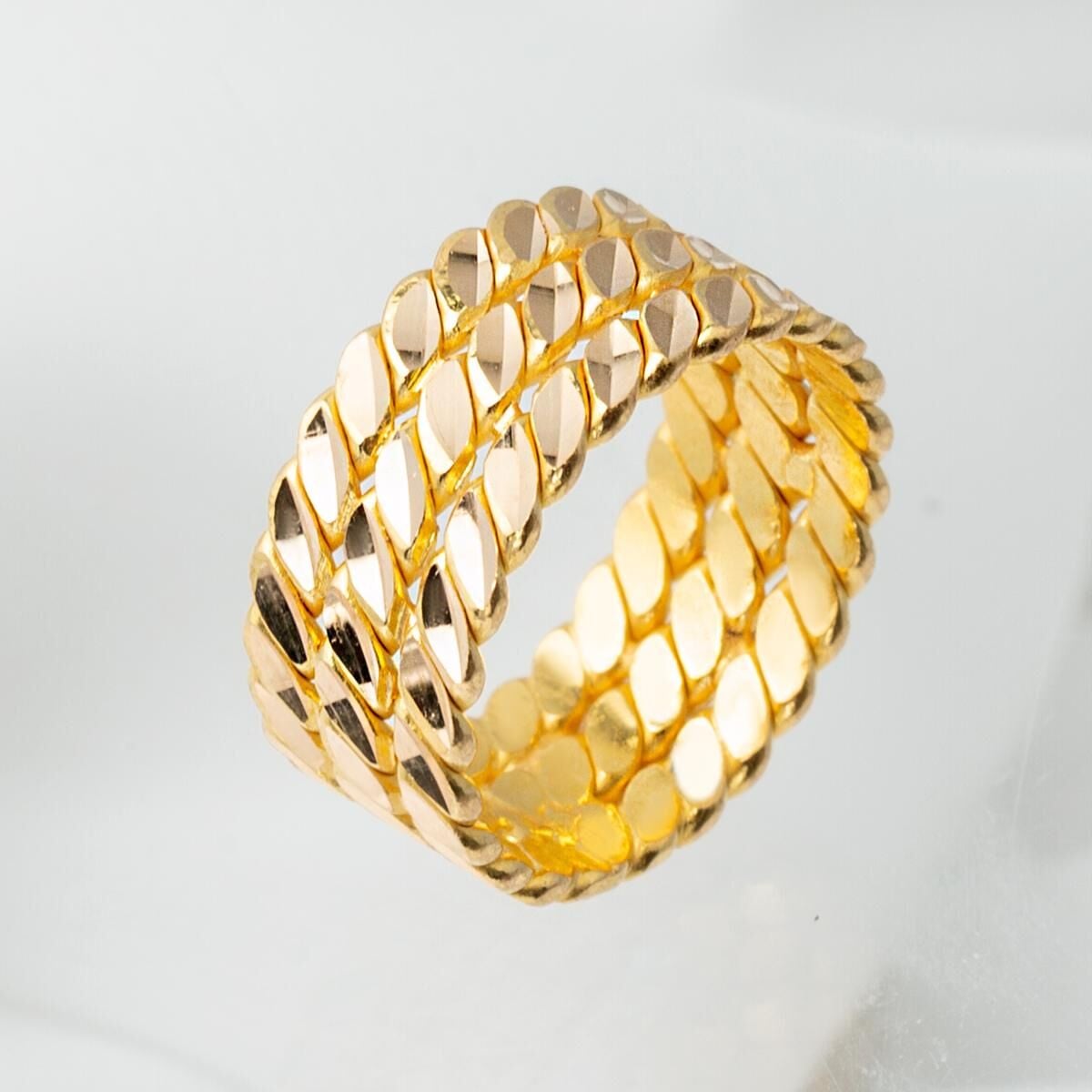 22K Yellow Gold Twisted 3 Row Ring