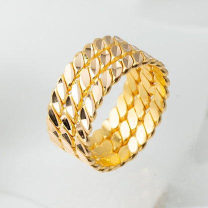 22K Yellow Gold Twisted 3 Row Ring