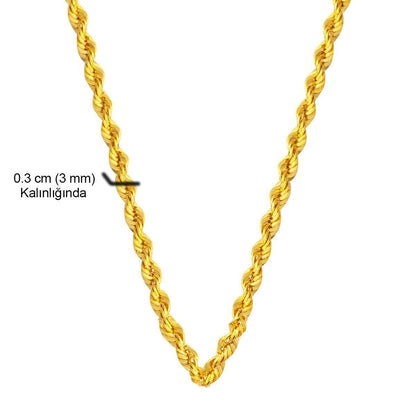 14K Yellow Gold Twisted Rope Chain 50 cm