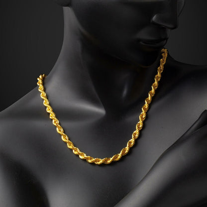 14K Yellow Gold Twisted Wide Chain Necklace