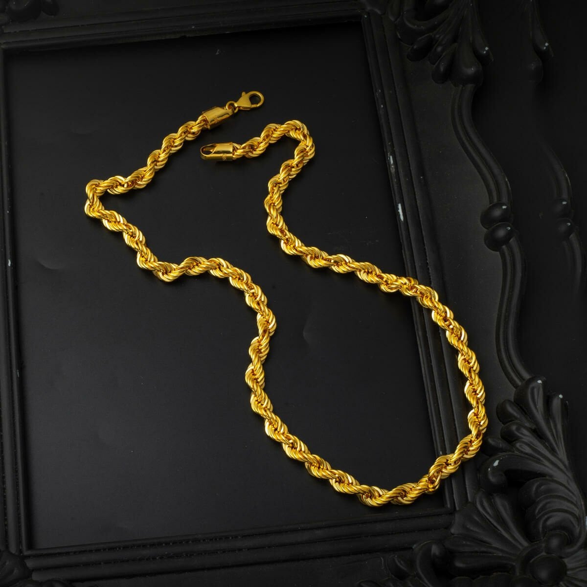 14K Yellow Gold Twisted Wide Chain Necklace