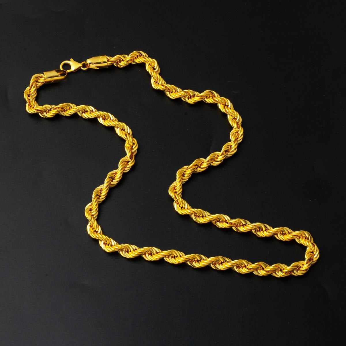14K Yellow Gold Twisted Wide Chain Necklace