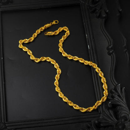 14K Yellow Gold Twisted Wide Chain Necklace (37 g)