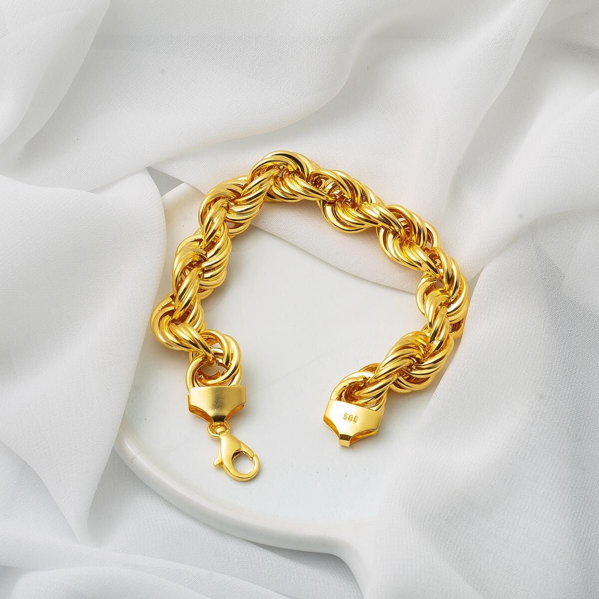 14K Yellow Gold Twisted Chain Bracelet (16.11 g)