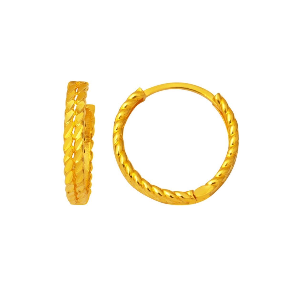 22K Yellow Gold Twisted Large Hoop Earrings
