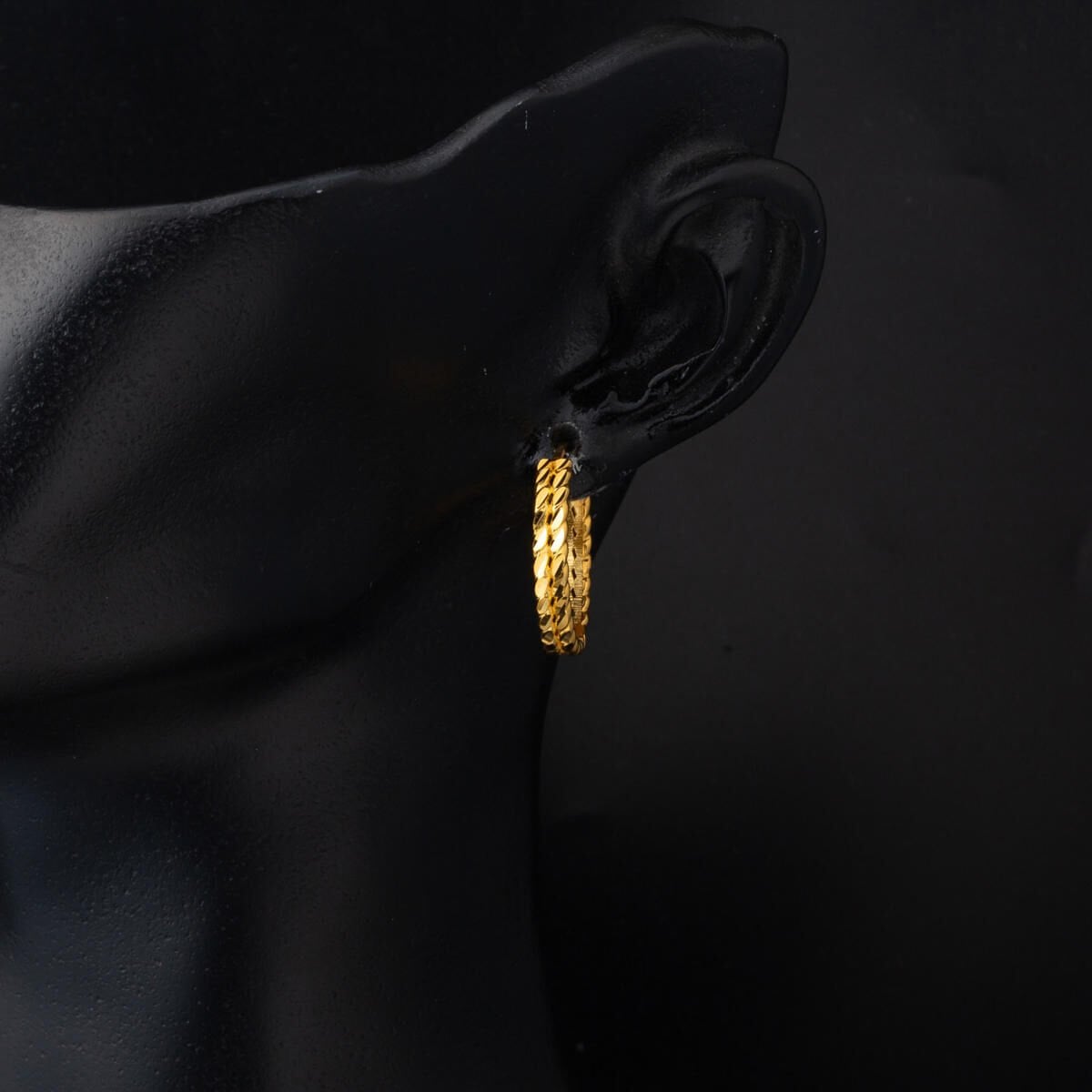 22K Yellow Gold Twisted Large Hoop Earrings