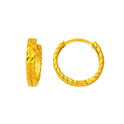 22K Yellow Gold Twisted Hoop Earrings 2 cm Diameter