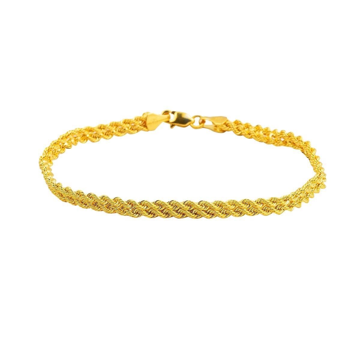 14K Yellow Gold Twisted Bracelet Collar Necklace Set