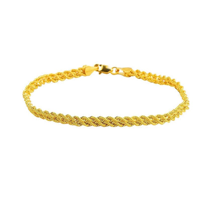 14K Yellow Gold Twisted Bracelet Collar Necklace Set