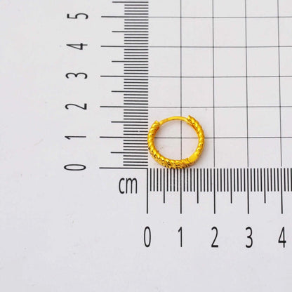 22K Yellow Gold Twisted Minimalist Medium Hoop Earrings