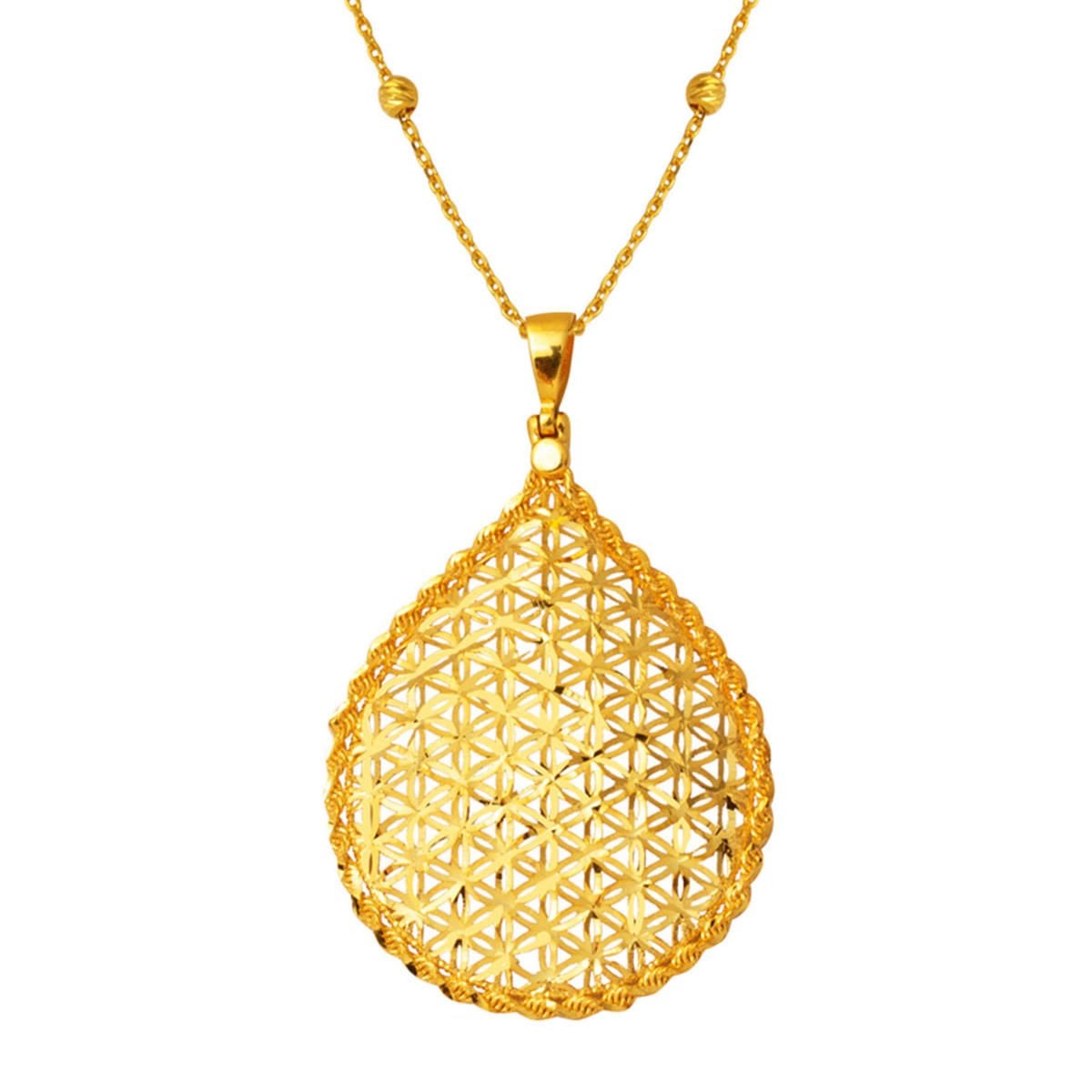 22K Yellow Gold Twisted Flower of Life Necklace