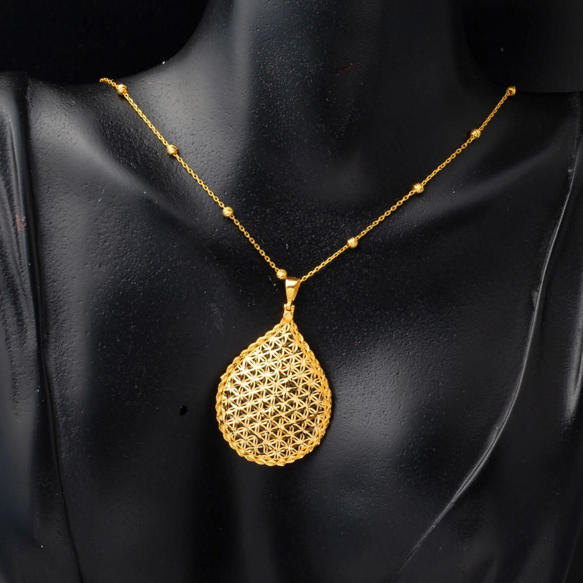 22K Yellow Gold Twisted Flower of Life Necklace
