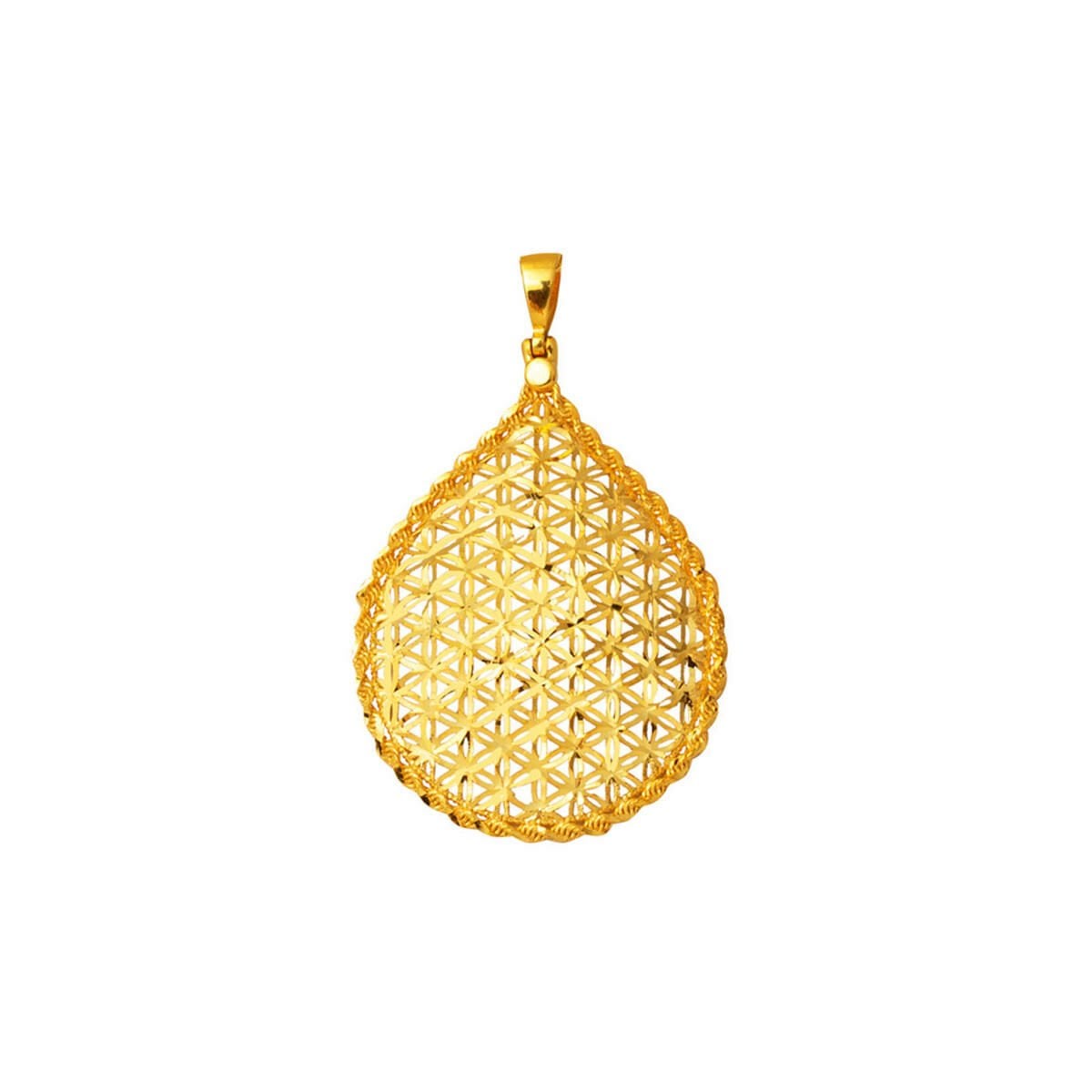 22K Yellow Gold Twisted Flower of Life Pendant