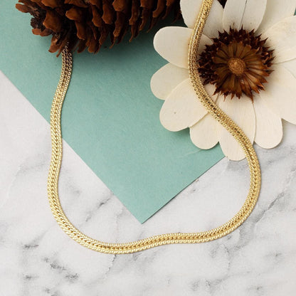 14K Yellow Gold Buse Collar Necklace & Bracelet Chain Set