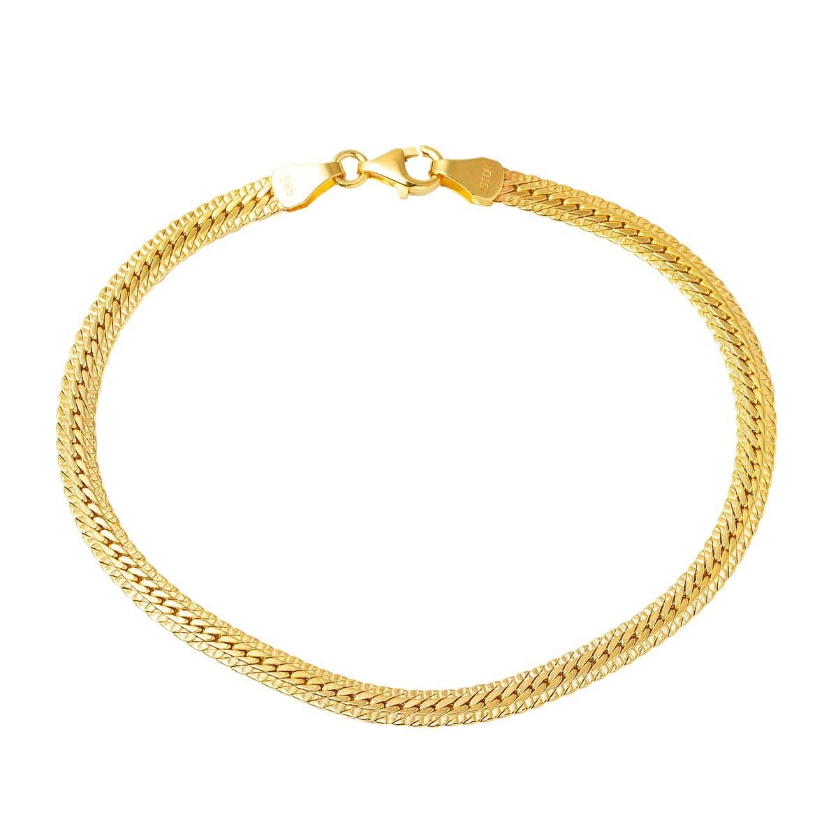 14K Yellow Gold Buse Collar Necklace & Bracelet Chain Set