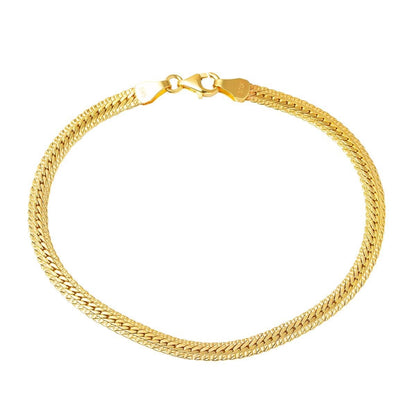 14K Yellow Gold Buse Collar Necklace & Bracelet Chain Set