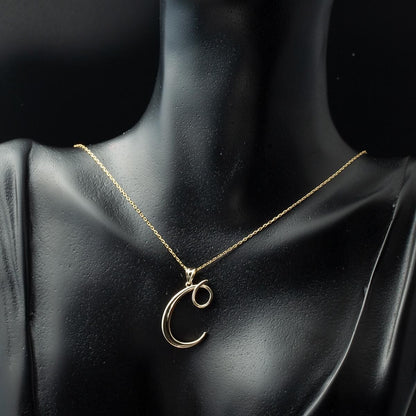 14K Yellow Gold Initial C Necklace