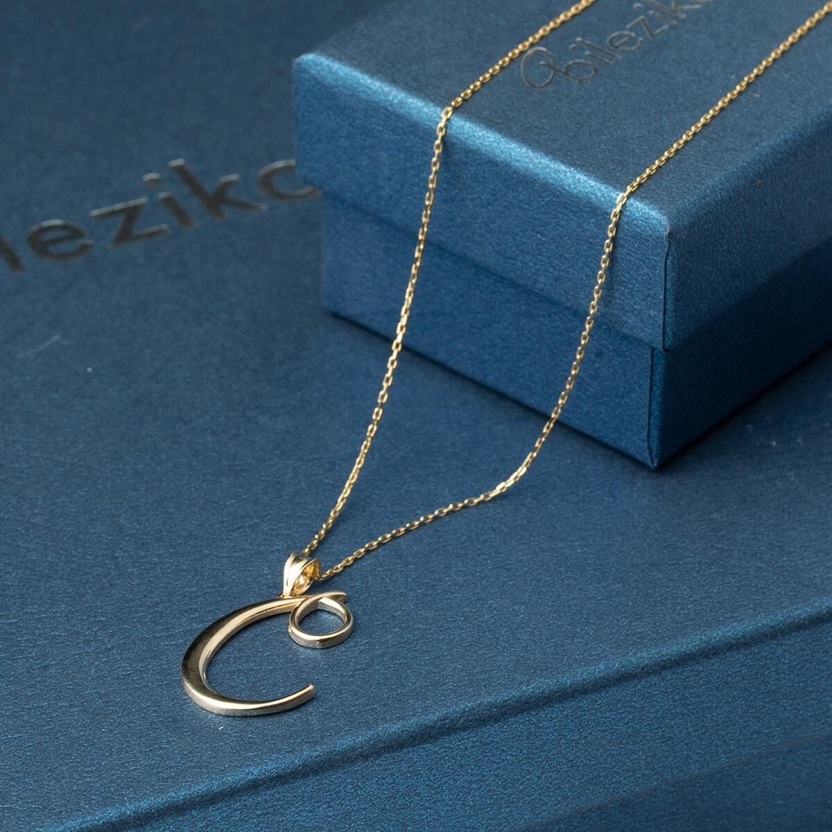 14K Yellow Gold Initial C Necklace